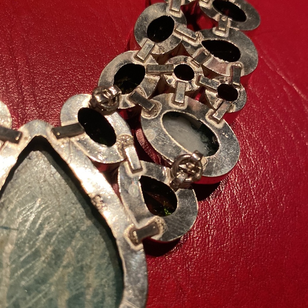 Stunning Amazonite & Peridot Solid Silver Stamped… - image 7